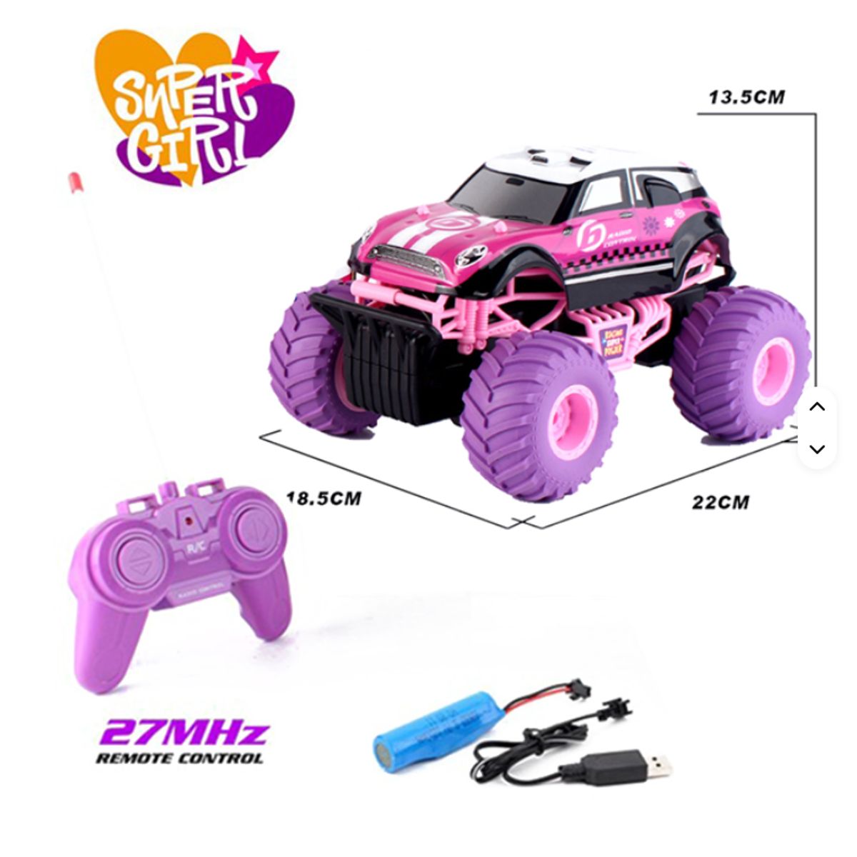 JUGUETERIA EXPRESS - Carro Para Niñas A Control Remoto Tipo Monster