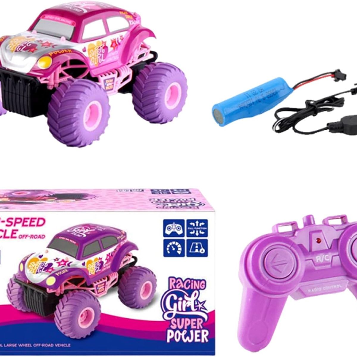 JUGUETERIA EXPRESS - Carro Para Niñas A Control Remoto Tipo Monster