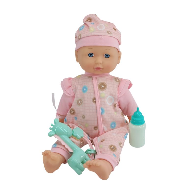 JUGUETERIA EXPRESS - Muñeco Bebe 10 Sonidos Con Tetero Y Sonajero 30cm