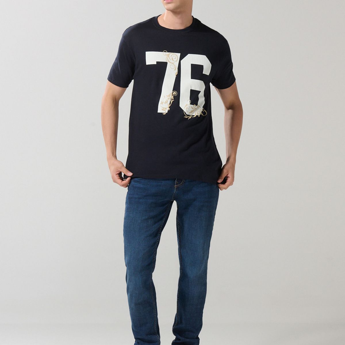 KOAJ - KOAJ Camiseta azul intensa college en algodón m Hombre