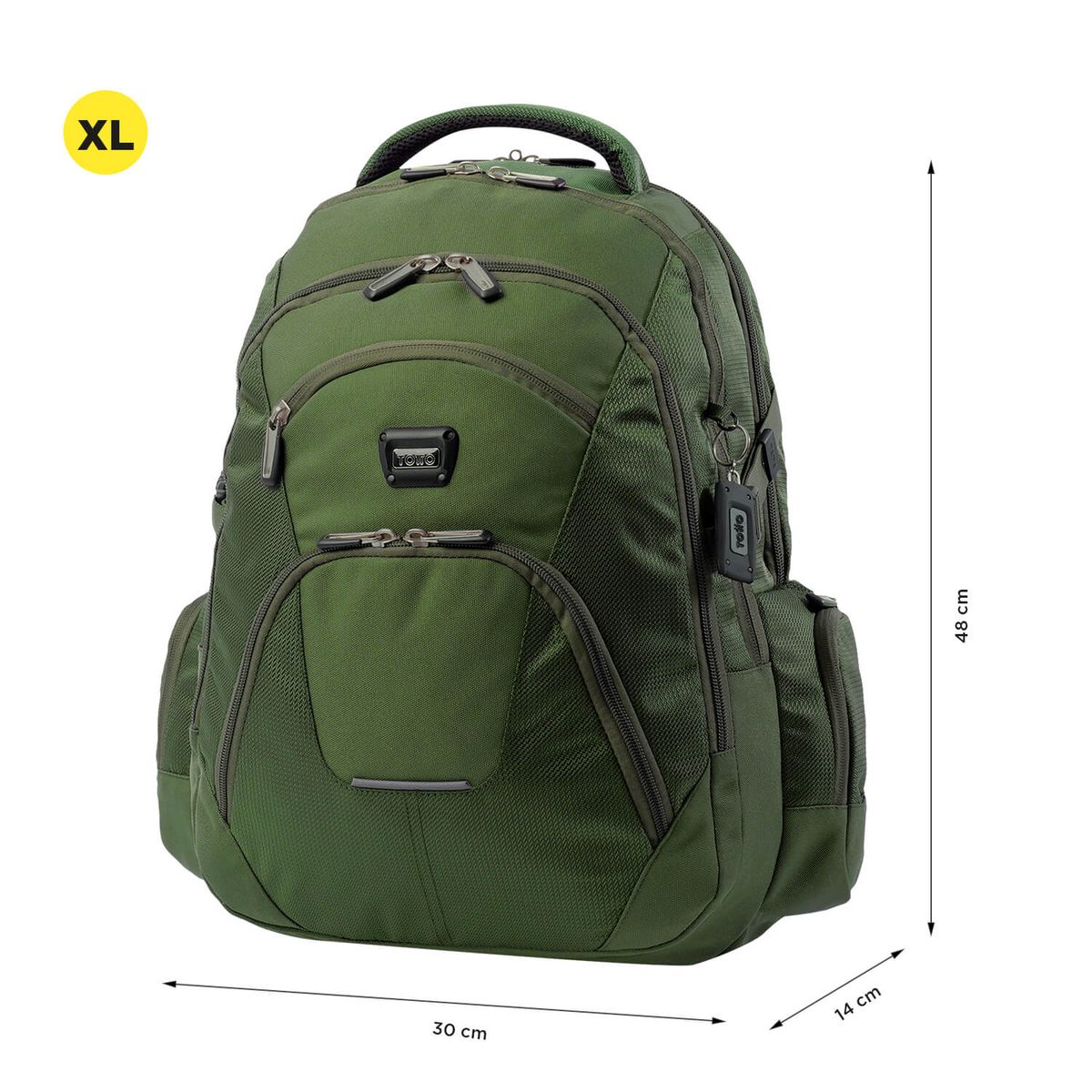 TOTTO - Morral Mochila Multifuncional Polixan Porta Pc Verde Totto