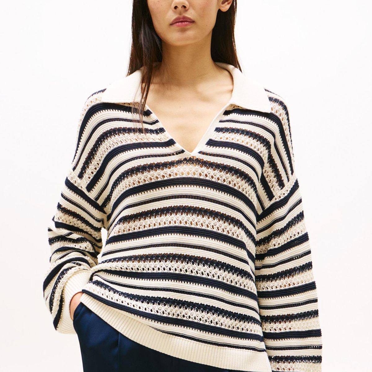 TOMMY HILFIGER - Saco multicolor tipo polo de punto calado Tommy Hilfiger