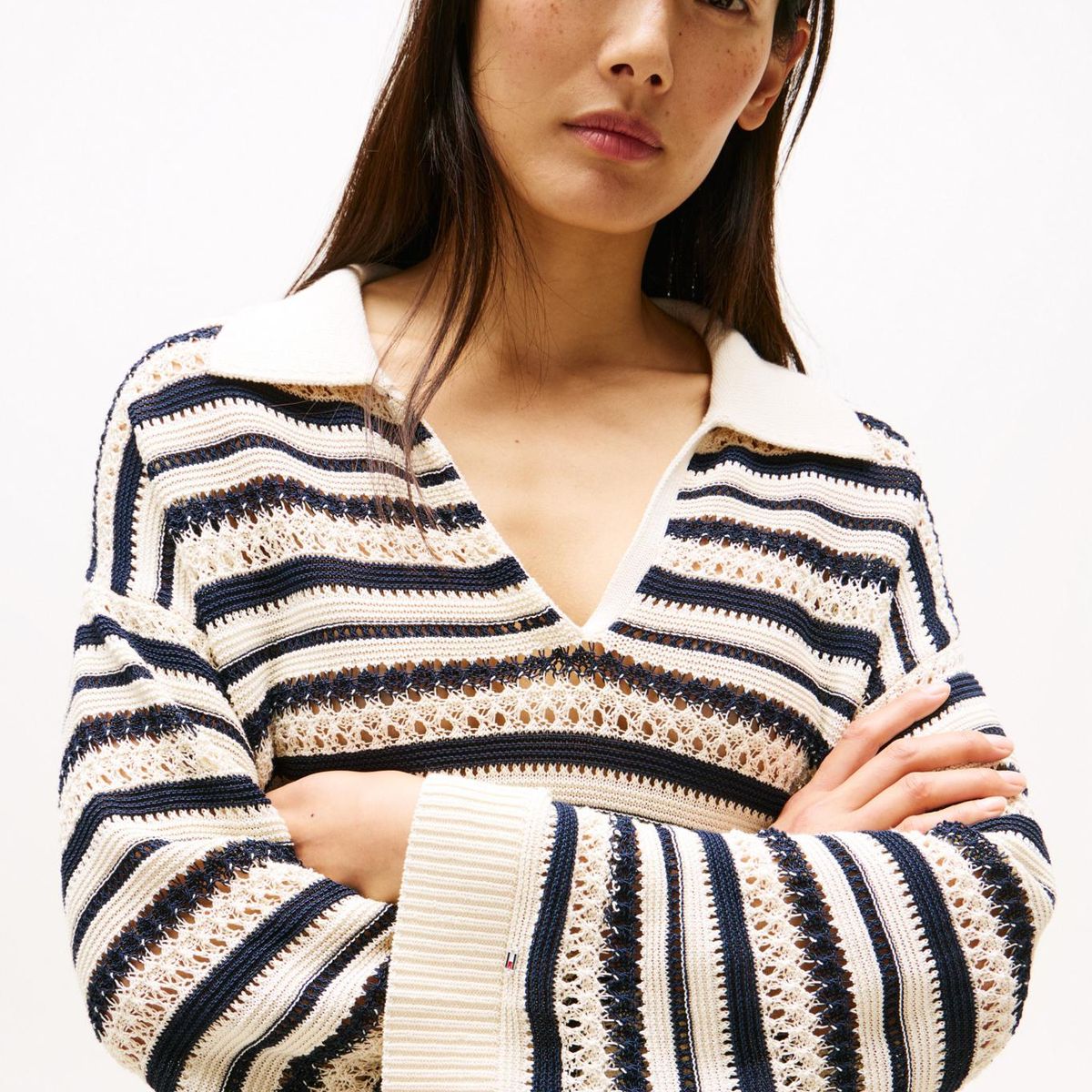 TOMMY HILFIGER - Saco multicolor tipo polo de punto calado Tommy Hilfiger