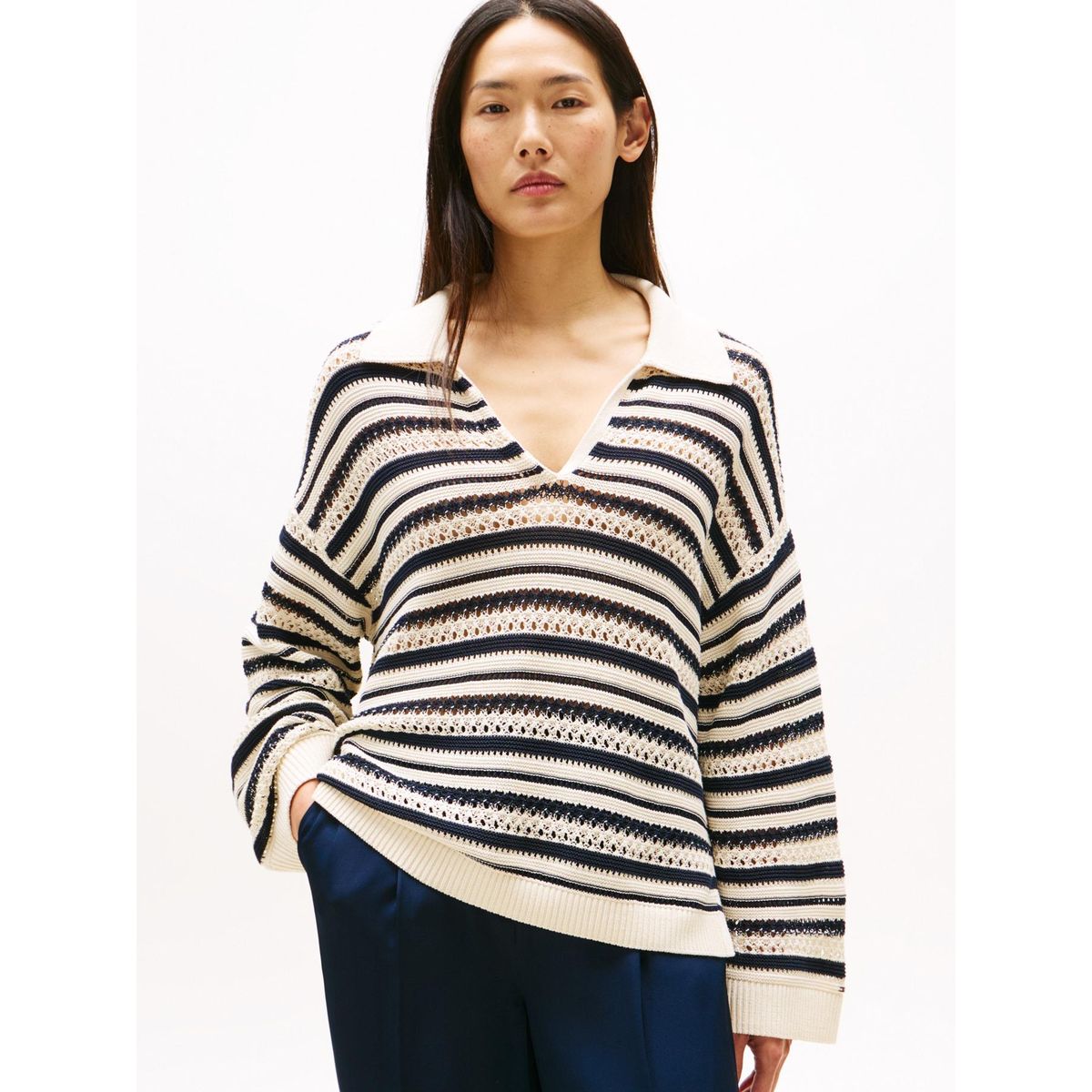 TOMMY HILFIGER - Saco multicolor tipo polo de punto calado Tommy Hilfiger