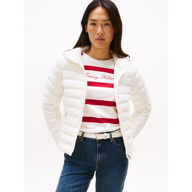TOMMY HILFIGER - Chaqueta blanca con capota acolchada de corte regular Tommy Hilfiger