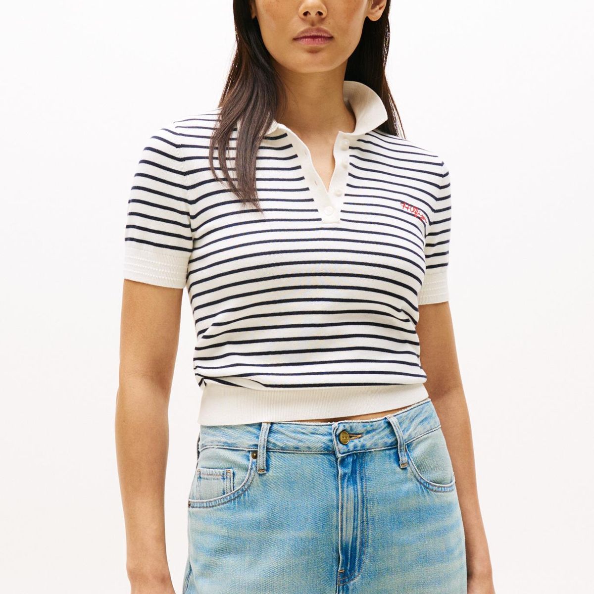 TOMMY HILFIGER - Saco beige tipo polo con logo Tommy Hilfiger