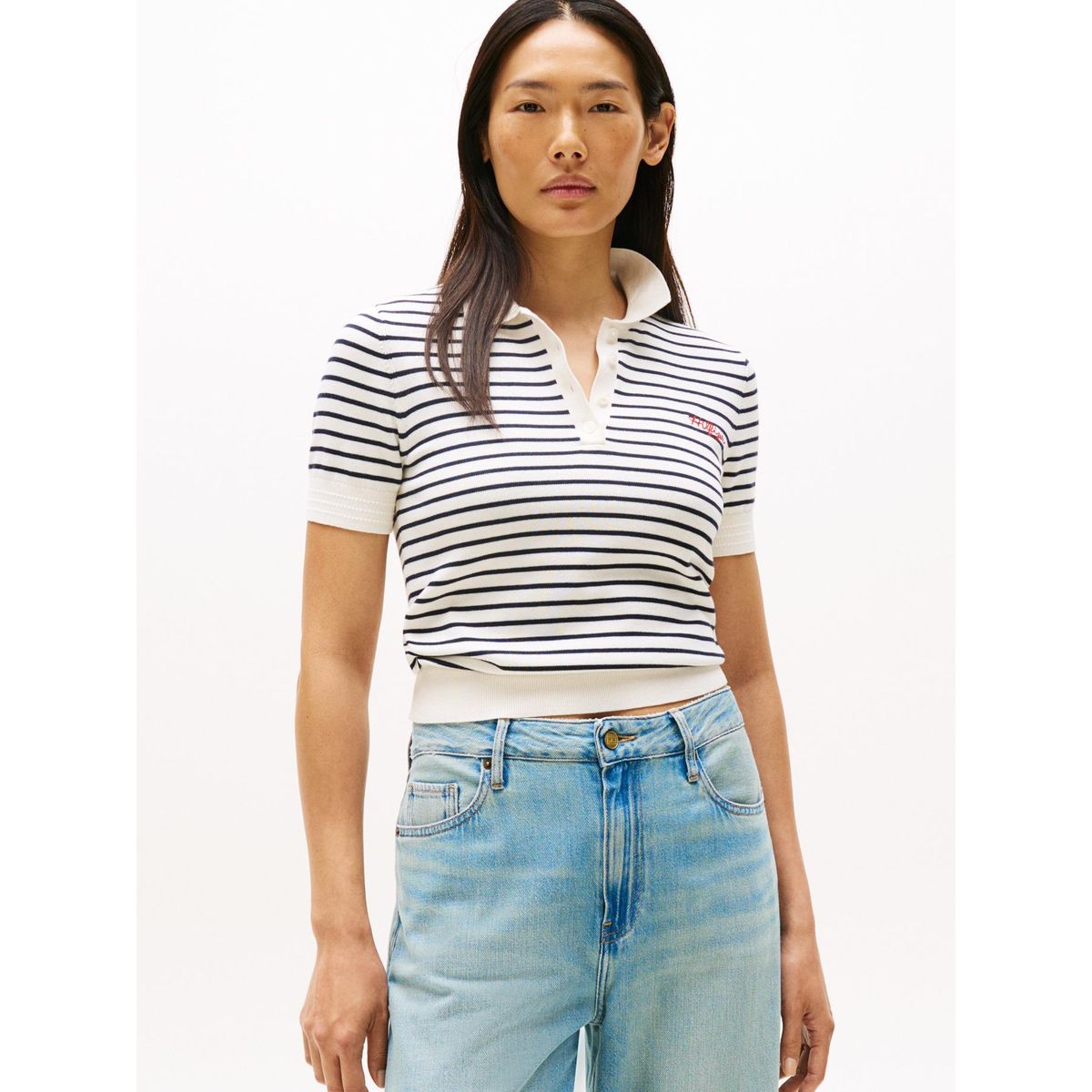 TOMMY HILFIGER - Saco beige tipo polo con logo Tommy Hilfiger