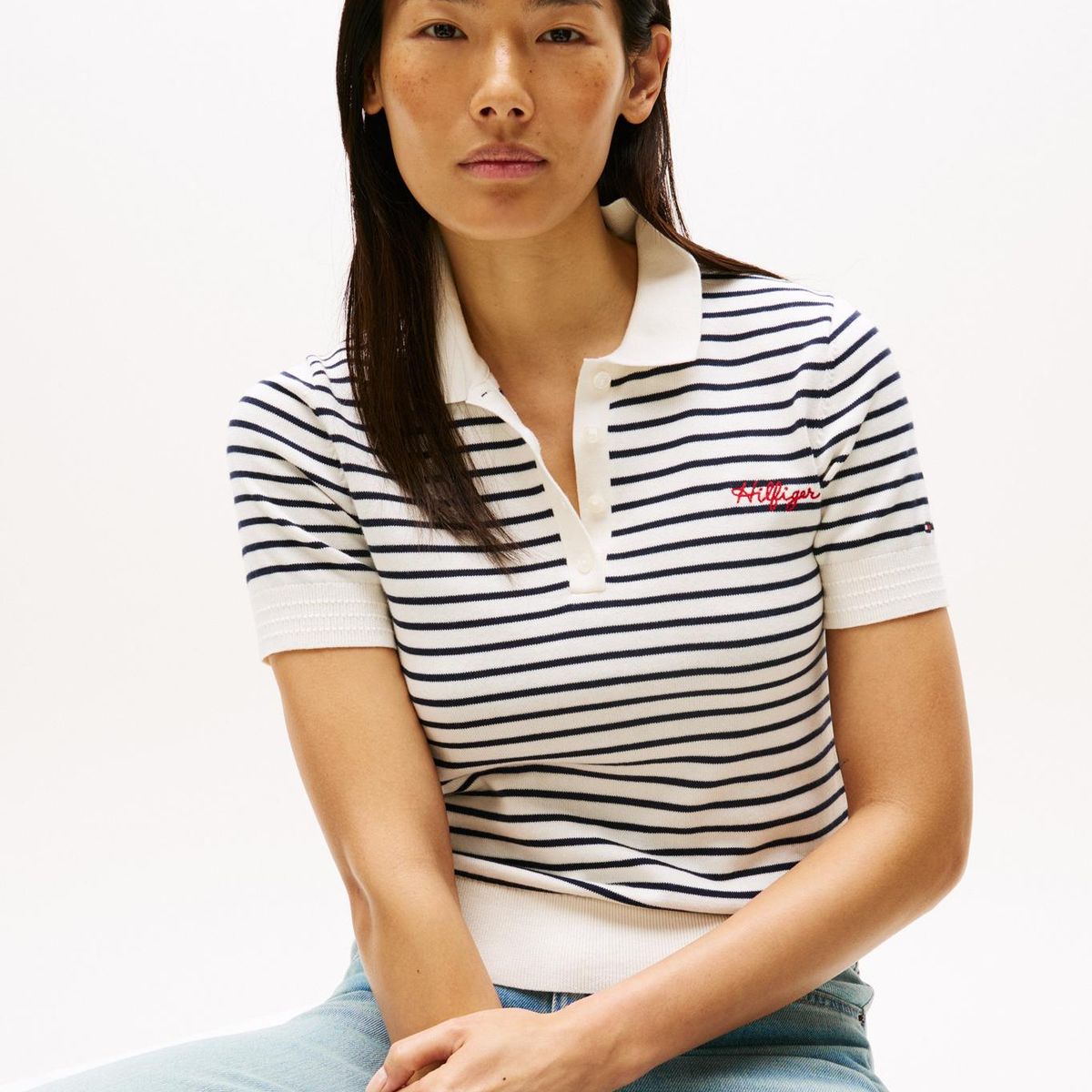 TOMMY HILFIGER - Saco beige tipo polo con logo Tommy Hilfiger