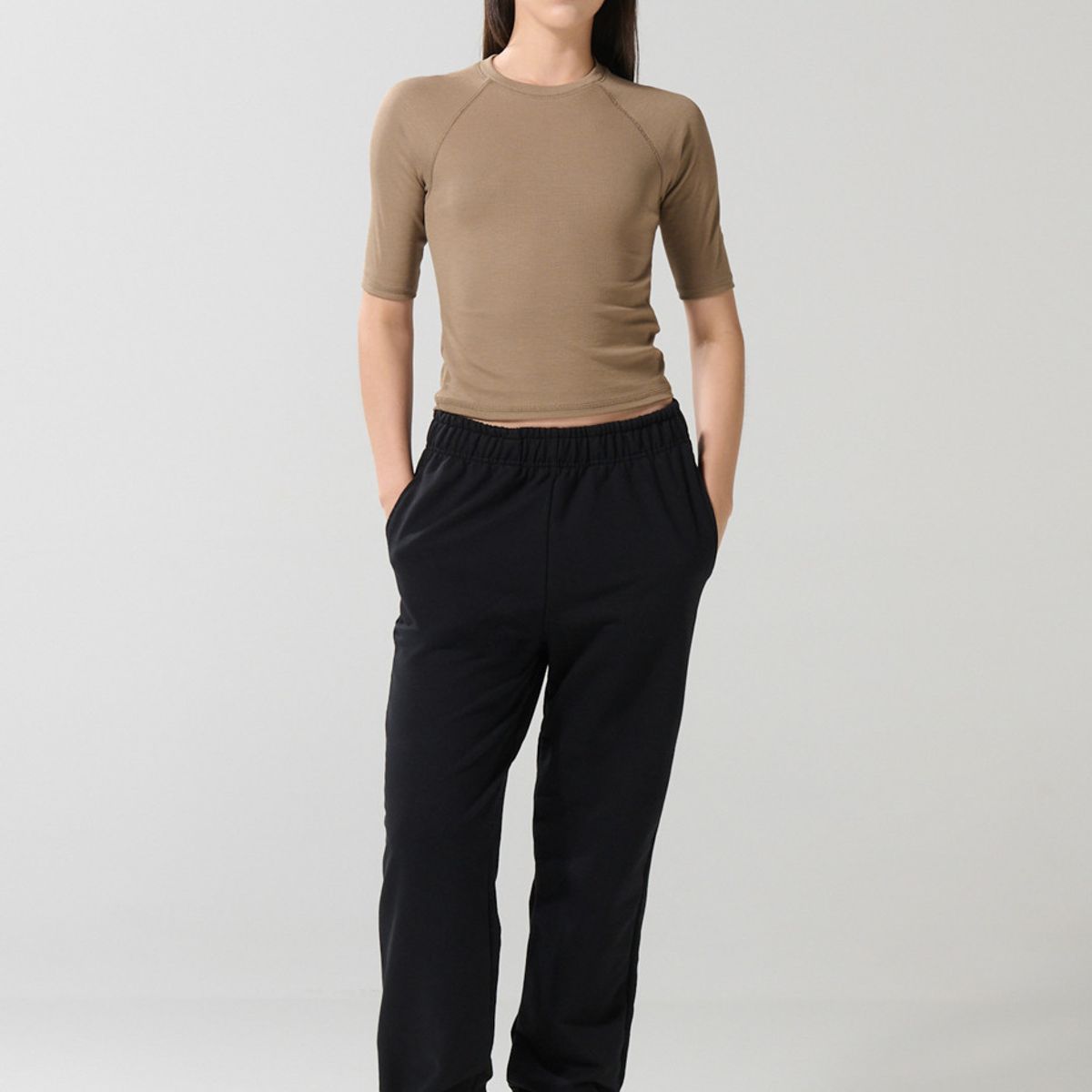 KOAJ - KOAJ Camiseta manga ranglan corta unicolor con texturas de c Mujer