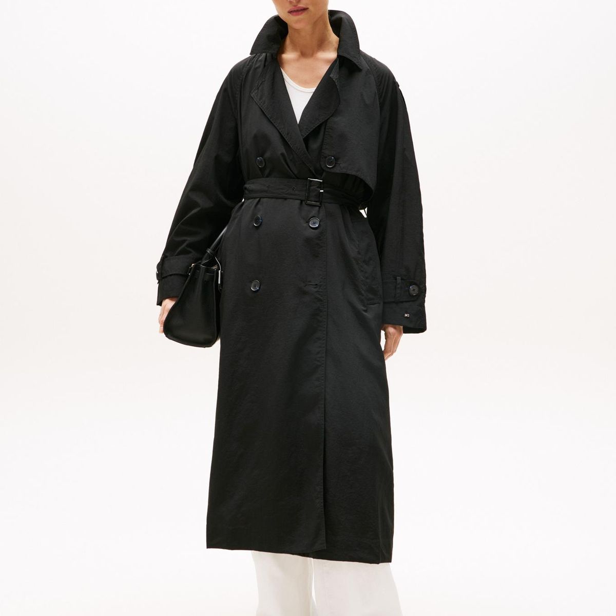 TOMMY HILFIGER - Gabardina negra ligera de corte oversize Tommy Hilfiger