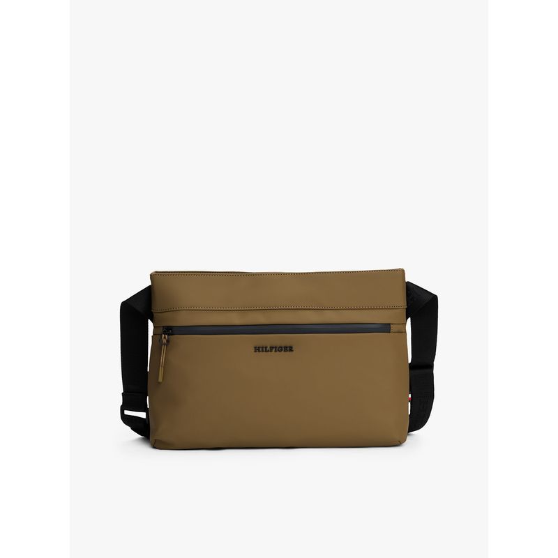 TOMMY HILFIGER - Bolso chocolate mensajero con correa cruzada de tela Tommy Hilfiger