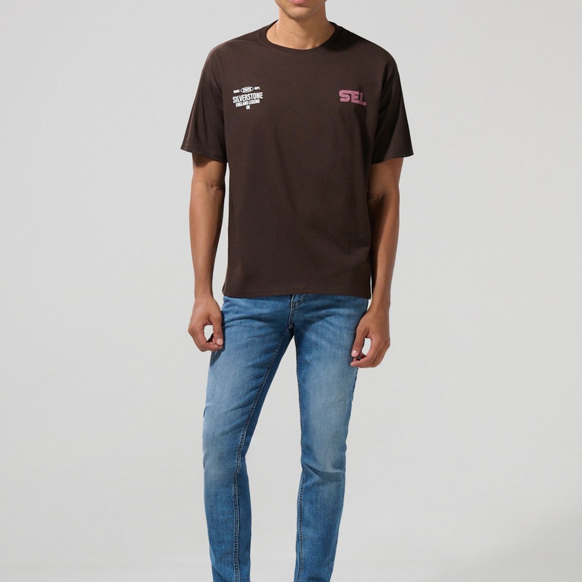 KOAJ - KOAJ Camiseta oversize manga corta tono café oscuro Hombre