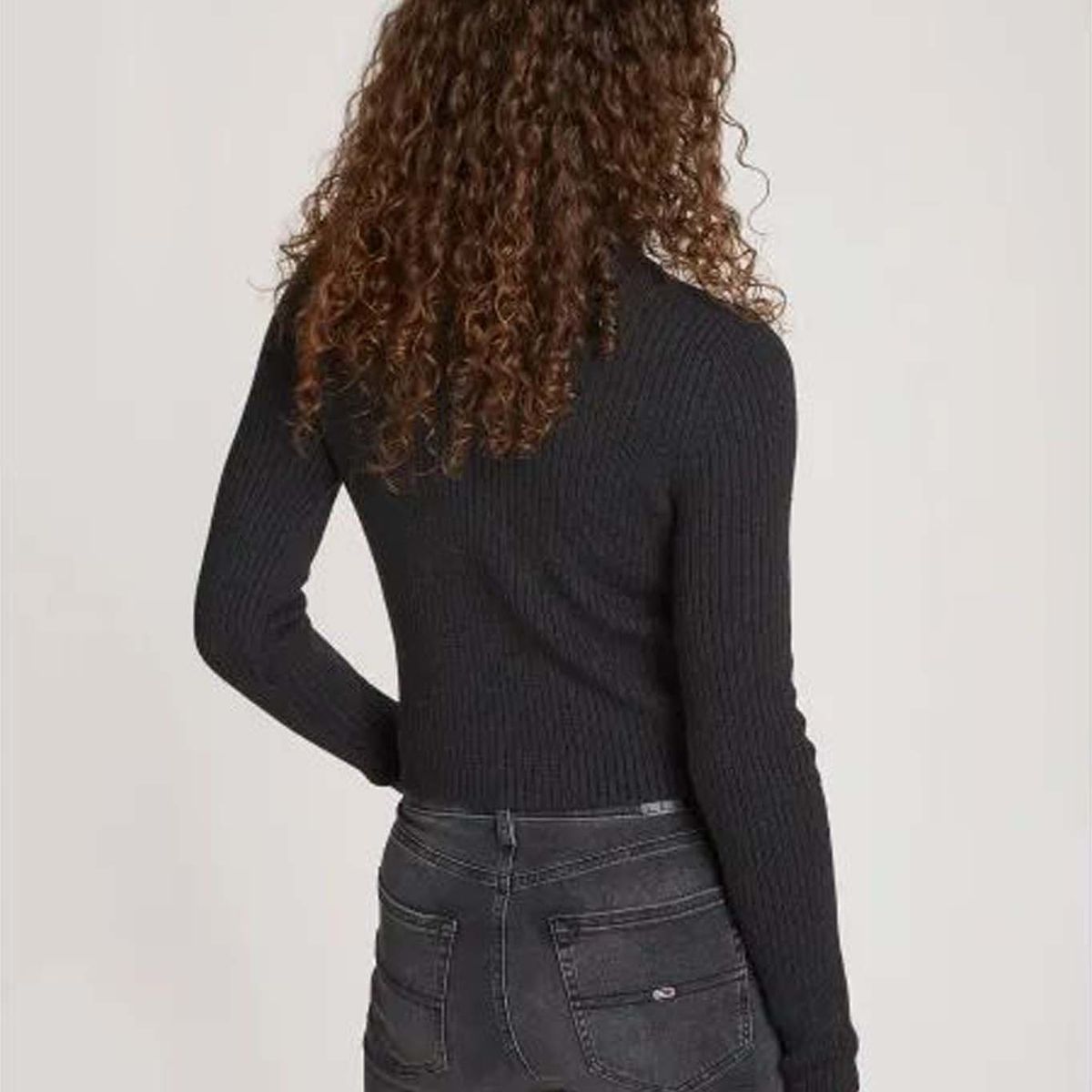 TOMMY HILFIGER - Saco negro slim de cuello alto y mezcla de lana Tommy Jeans