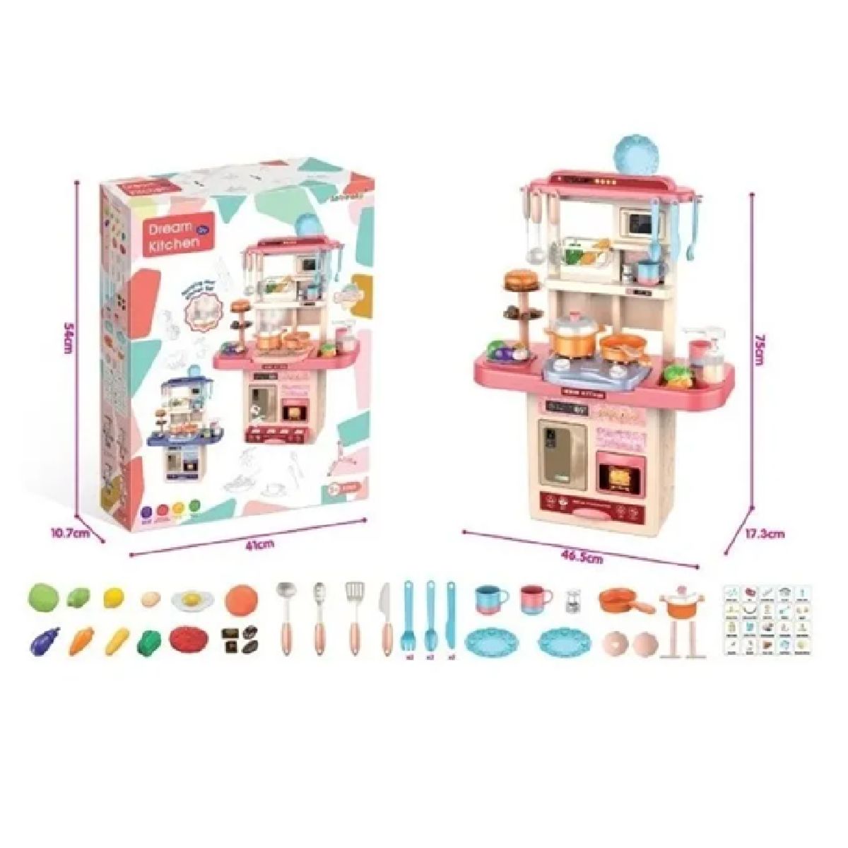 MARKET TOYS - Cocina De Juguete Cocinita Infantil Luz Sonido Y Agua