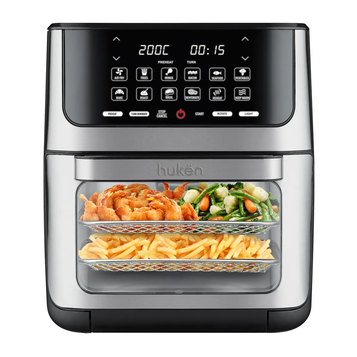 HUKEN - Horno Freidora De Aire Multifuncional Premium 12 Litros Hukën