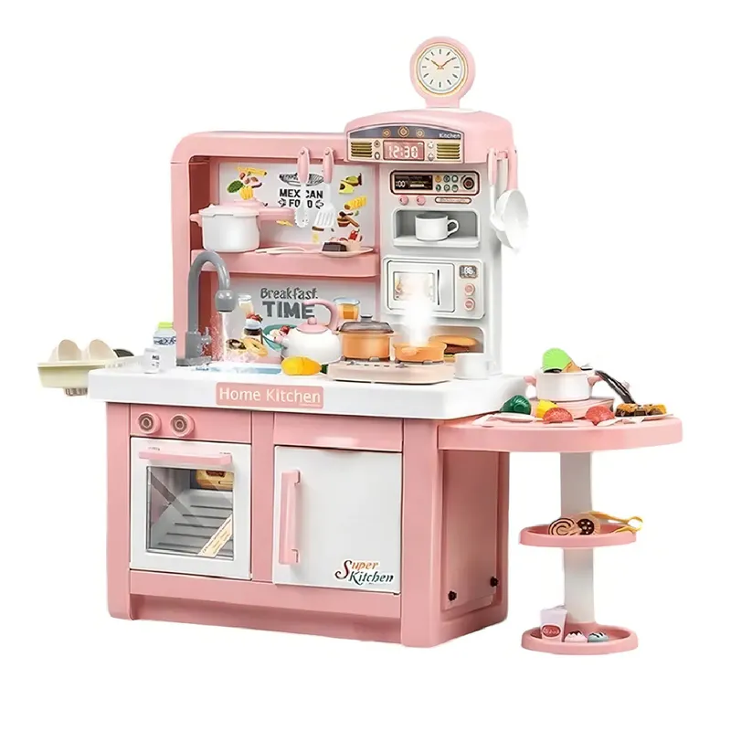 MARKET TOYS - Cocina Infantil Grande 97cm Agua Vapor Sonidos 74pcs
