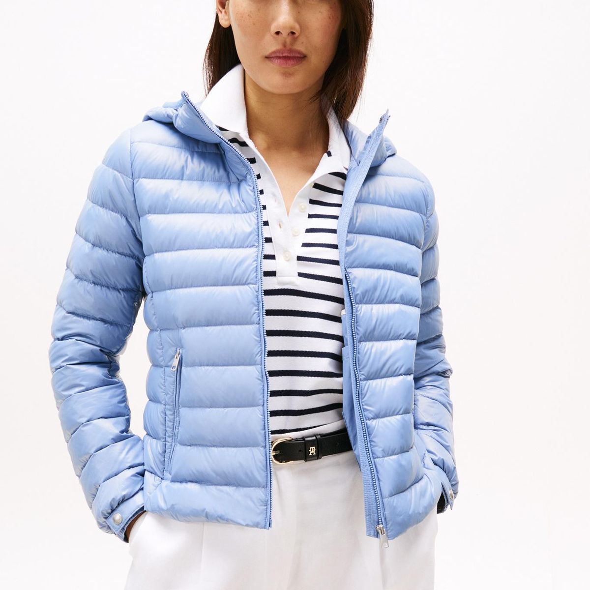 TOMMY HILFIGER - Chaqueta azul con capota acolchada de corte regular Tommy Hilfiger