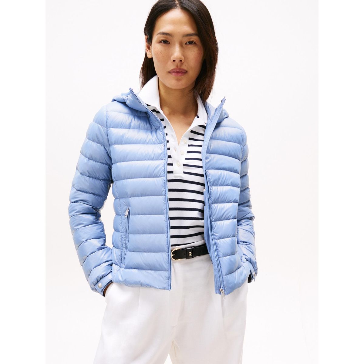 TOMMY HILFIGER - Chaqueta azul con capota acolchada de corte regular Tommy Hilfiger