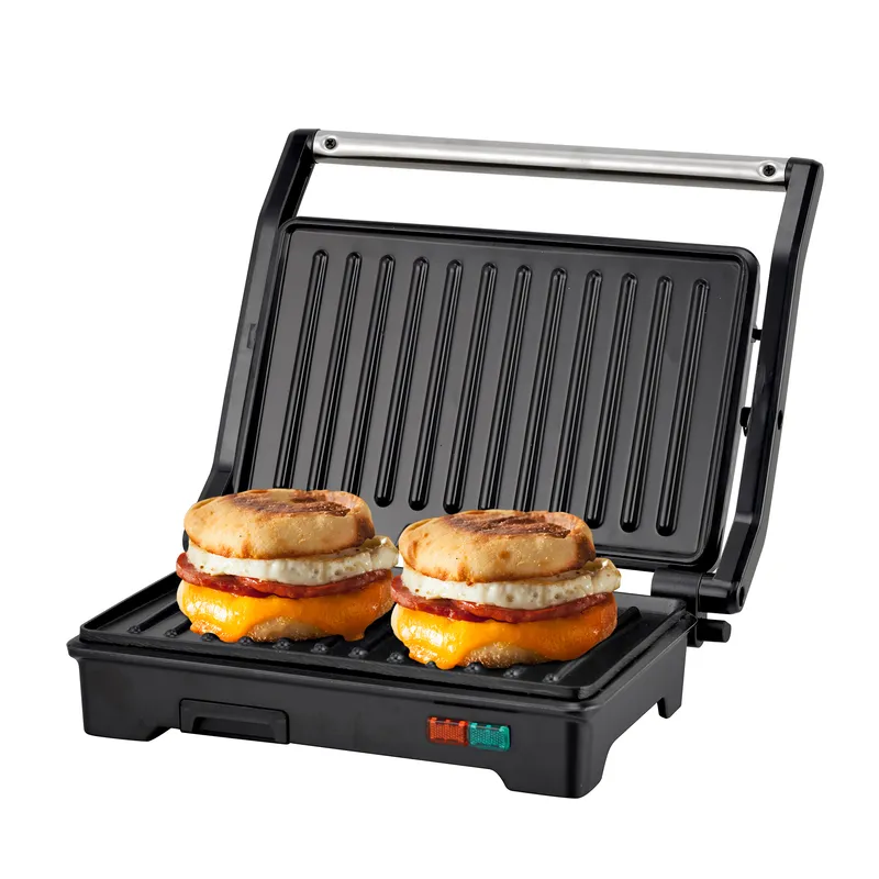 HUKEN - Parrilla Para Panini Grill+ 2 Rebanadas 180° Acero Hukën