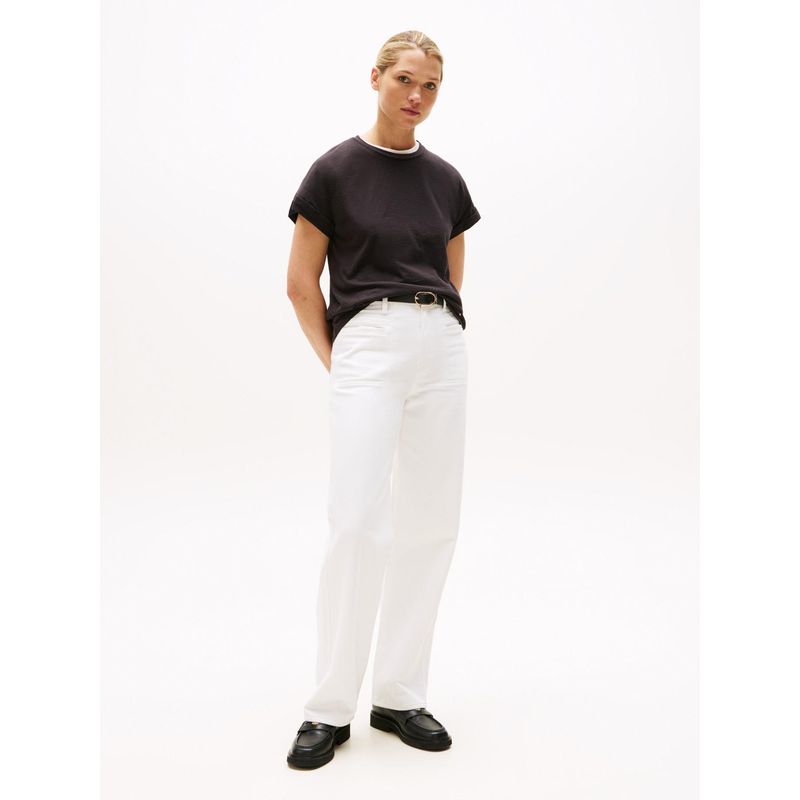 TOMMY HILFIGER - Camiseta negra texturizada de cuello redondo Tommy Hilfiger