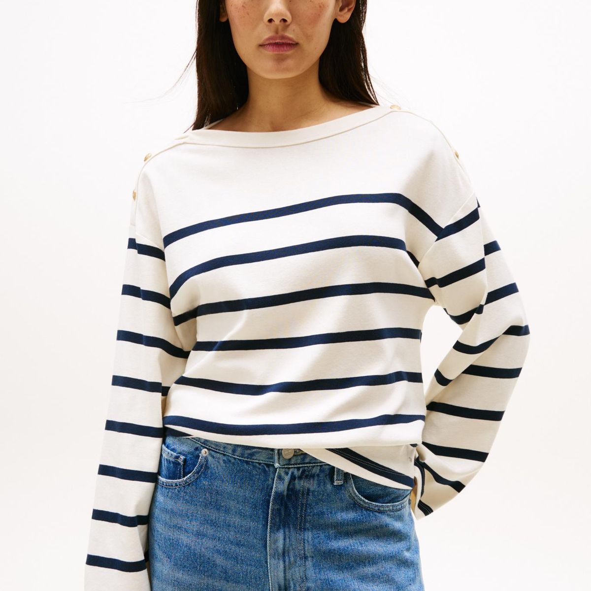 TOMMY HILFIGER - Camiseta multicolor de manga larga con cuello barco Tommy Hilfiger