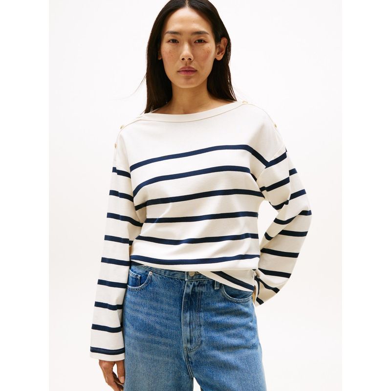 TOMMY HILFIGER - Camiseta multicolor de manga larga con cuello barco Tommy Hilfiger