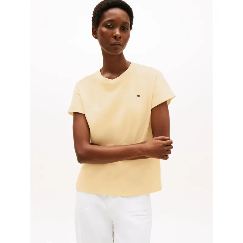 TOMMY HILFIGER - Camiseta amarilla texturizada de cuello redondo Tommy Hilfiger