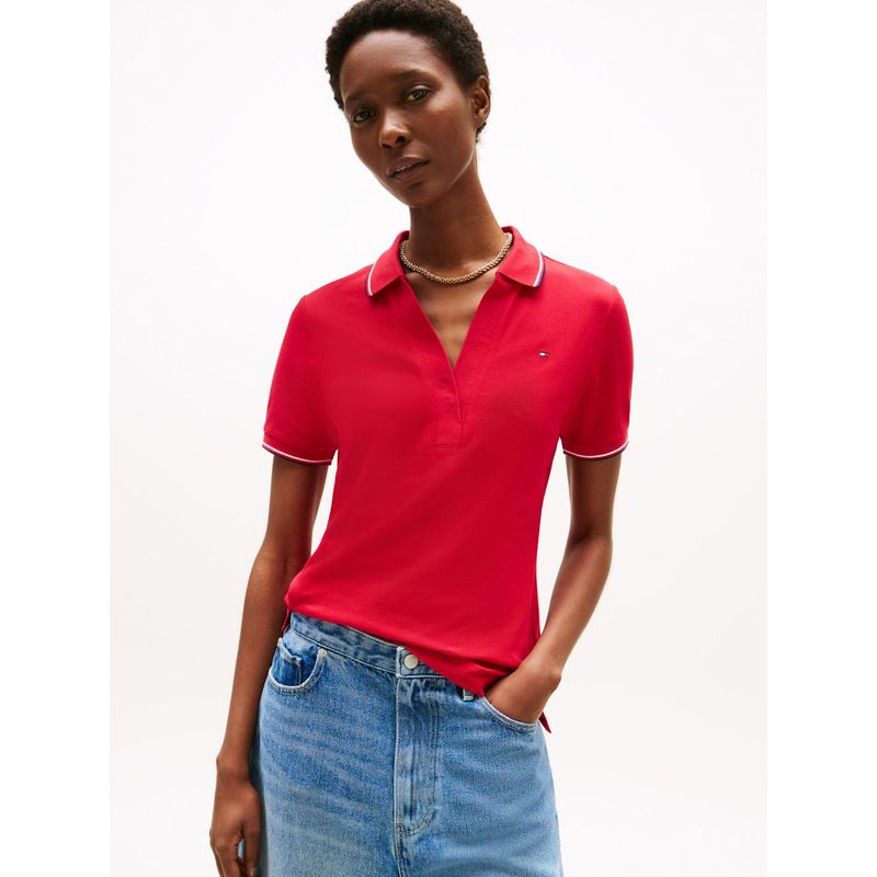 TOMMY HILFIGER - Polo rojo 1985 de corte slim con ribetes Tommy Hilfiger