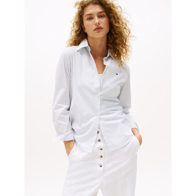 TOMMY HILFIGER - Camisa celeste a rayas de corte regular Tommy Hilfiger
