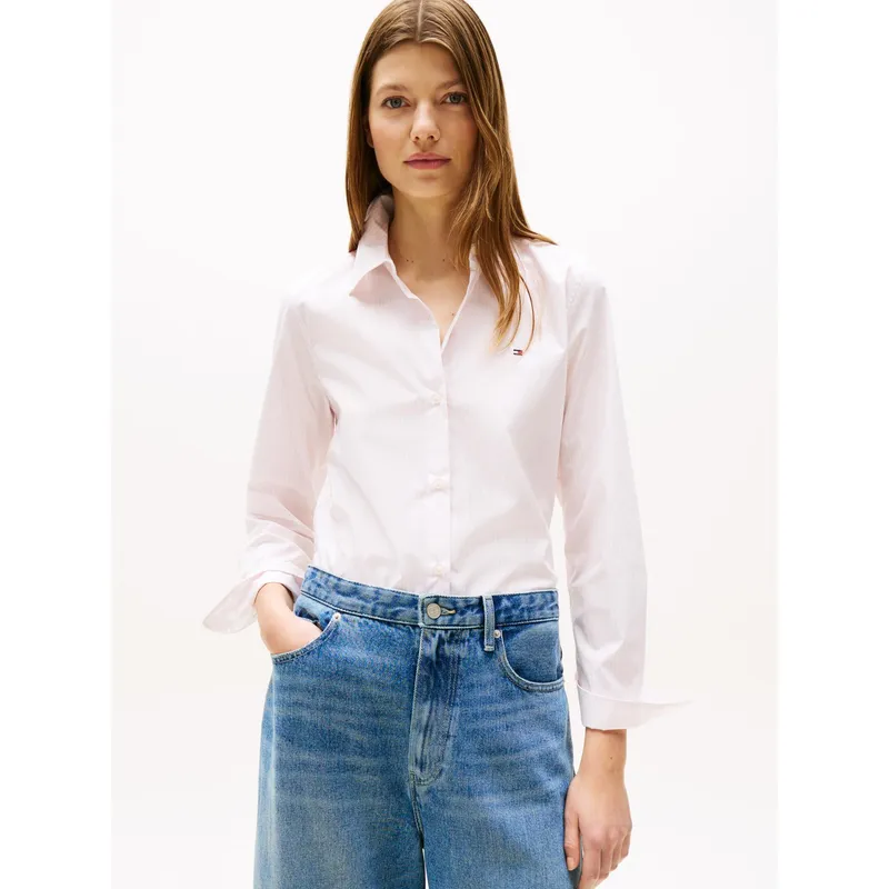 TOMMY HILFIGER - Camisa rosa a rayas de corte regular Tommy Hilfiger