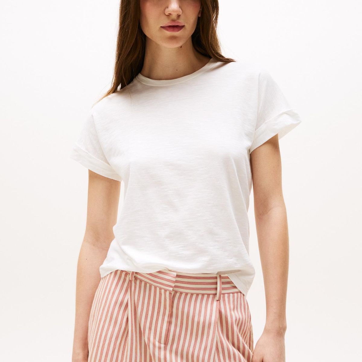 TOMMY HILFIGER - Camiseta blanca texturizada de cuello redondo Tommy Hilfiger