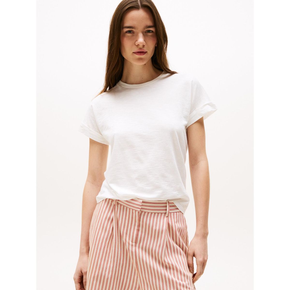 TOMMY HILFIGER - Camiseta blanca texturizada de cuello redondo Tommy Hilfiger