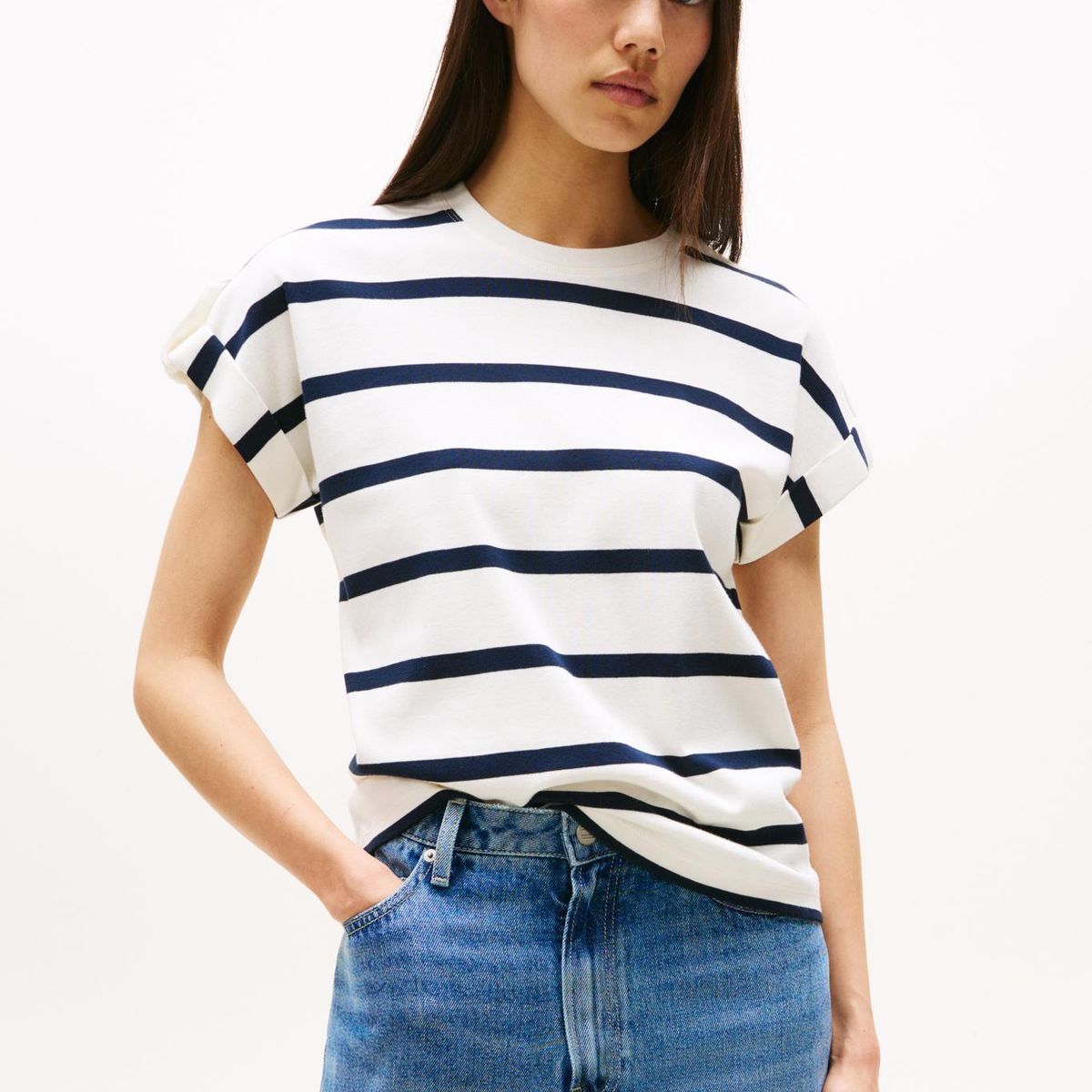 TOMMY HILFIGER - Camiseta multicolor con cuello redondo y botones dorados Tommy Hilfiger