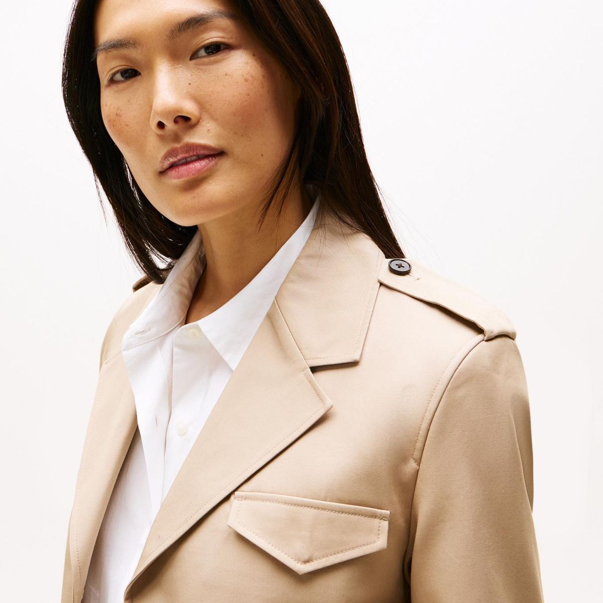 TOMMY HILFIGER - Chaqueta beige de estilo militar Tommy Hilfiger