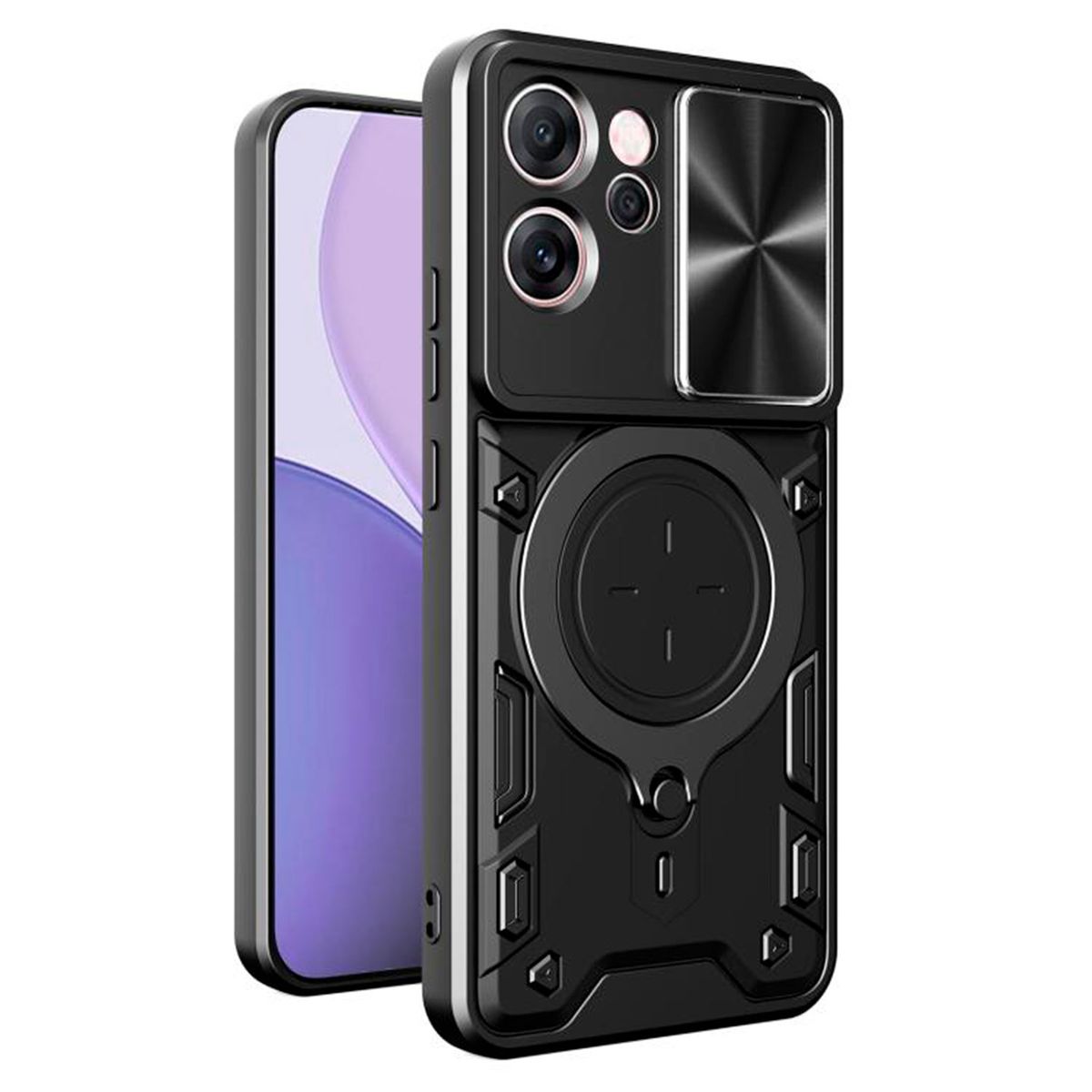 GENERICO - Estuche Proteccion Camara Con Soporte para Oppo Reno 14F Rojo