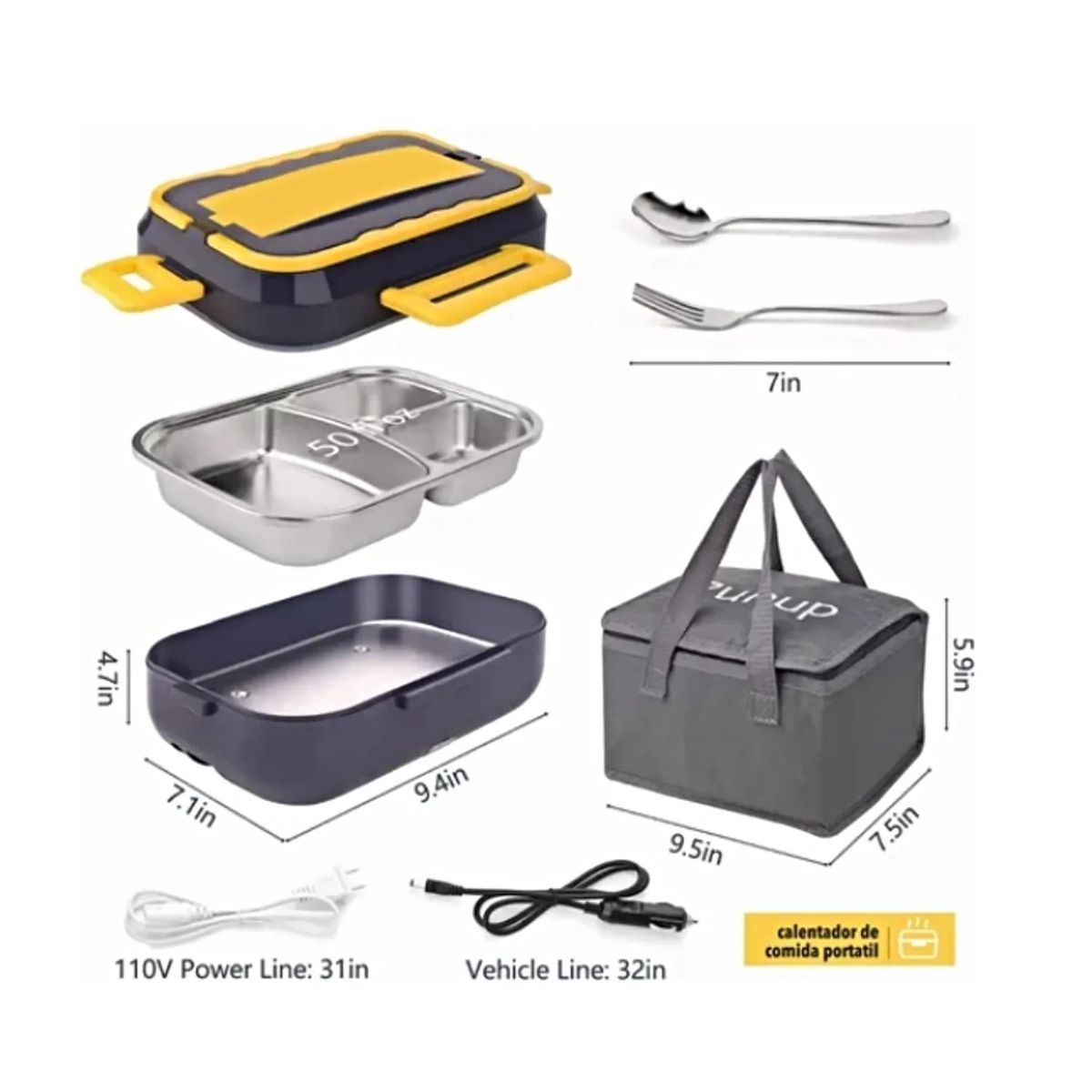 AMERICAN GENERICS - Lonchera Eléctrica Portacomidas 15L  Para Hogar y Carro
