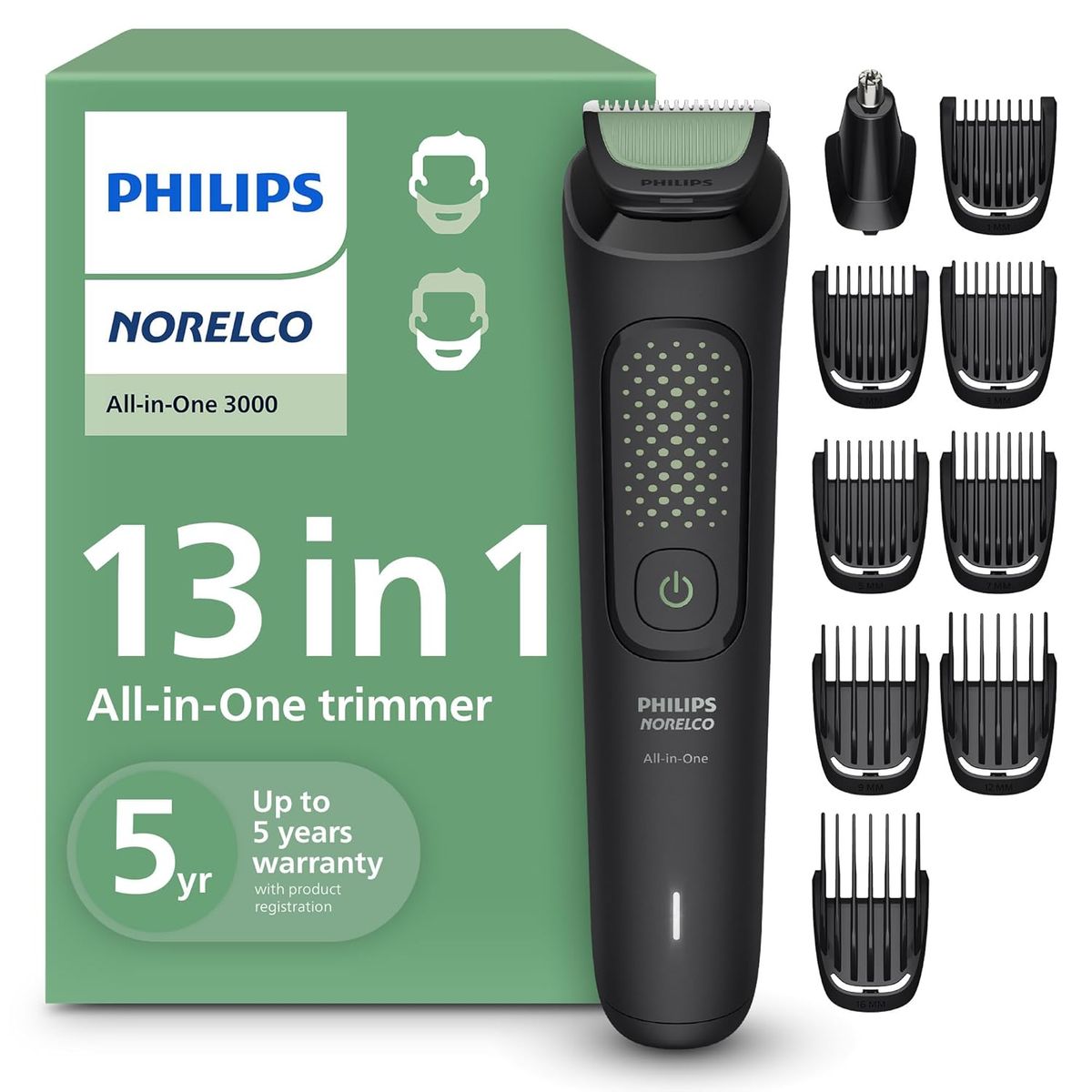 PHILIPS - Norelco Cortadora de cabello All-In-One 3000 13 en 1 Barba Cara Cuerpo