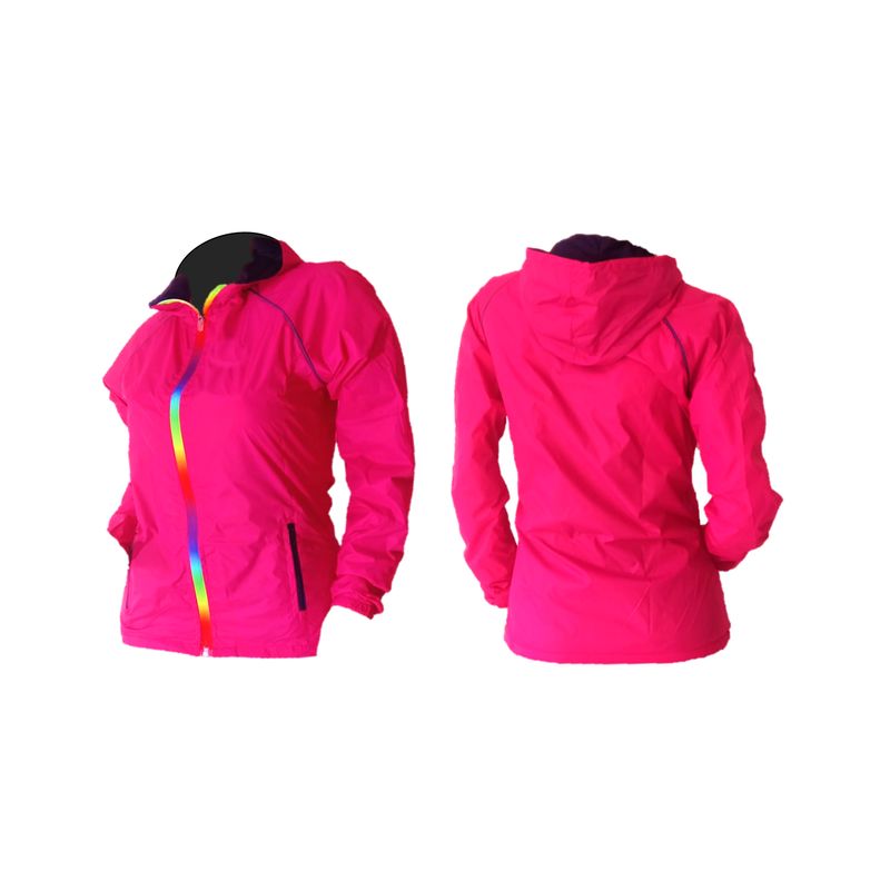 GENERICO - Chaqueta Dama Rompevientos Fucsia 90% Impermeable Ciclismo Running