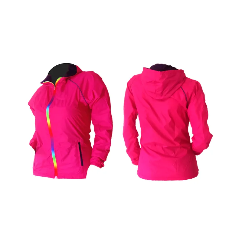 GENERICO - Chaqueta Dama Rompevientos Fucsia 90% Impermeable Ciclismo Running