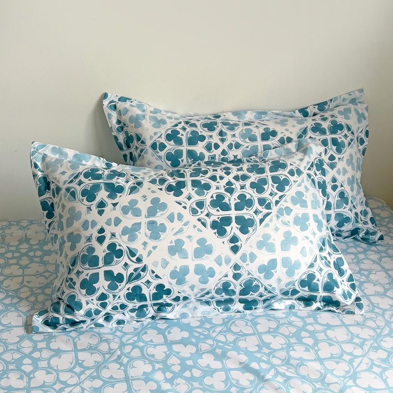 STANZIA HOME - Juego de Sabana Mosaico Azul - Cama Doble - 140