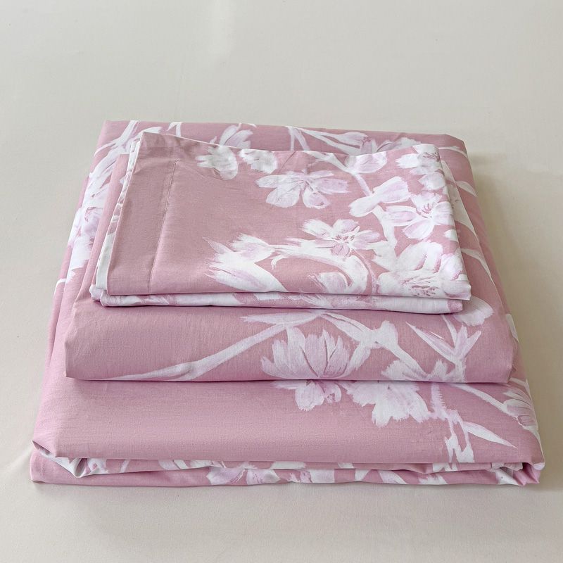 STANZIA HOME - Juego de Sabana 100% Algodón Pradera Rosa - Cama King - 200