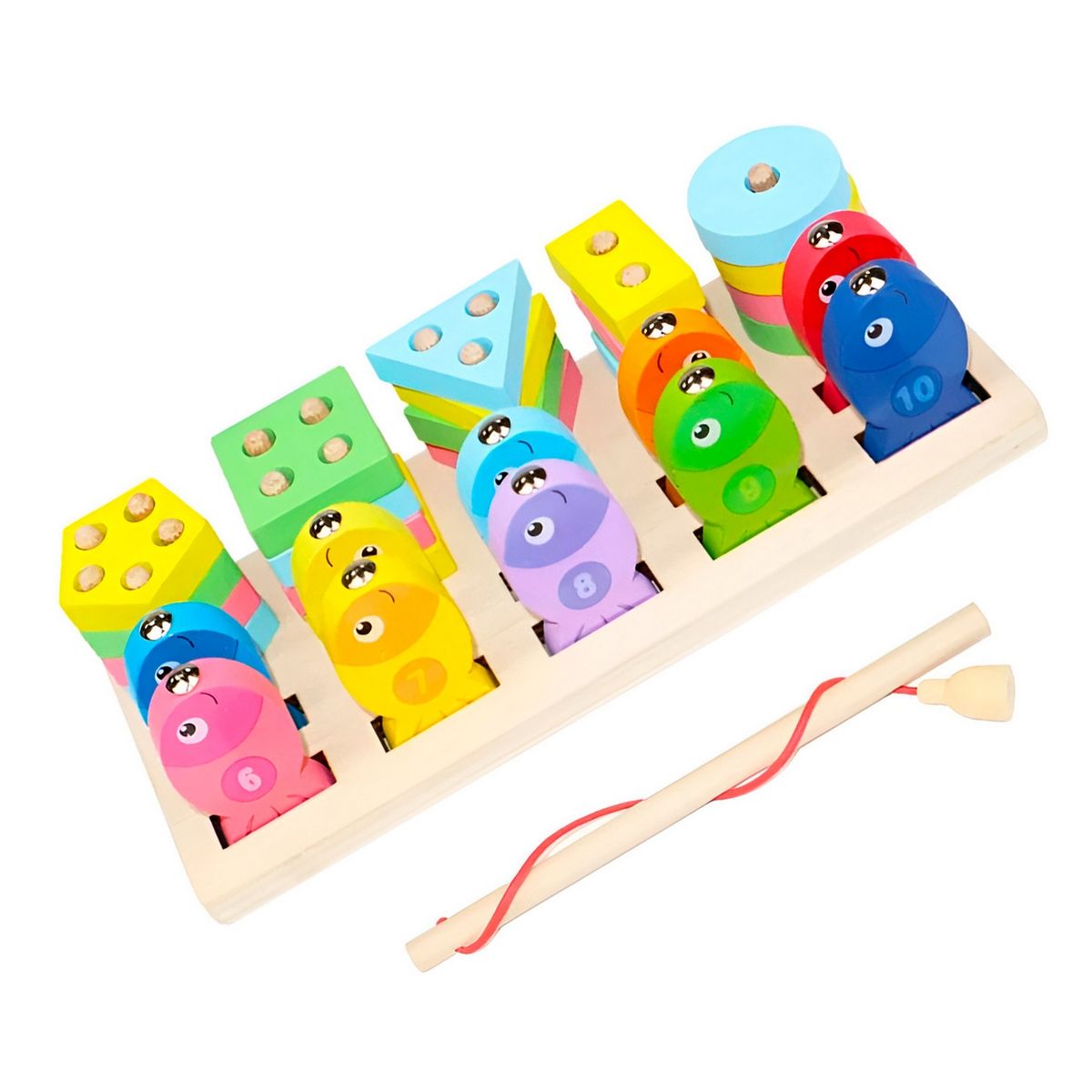 GENERICO - Juego De Pesca Iman Juguete Madera Figuras Peces Colores