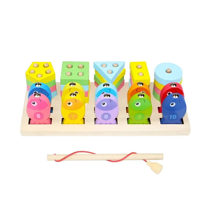 GENERICO - Juego De Pesca Iman Juguete Madera Figuras Peces Colores