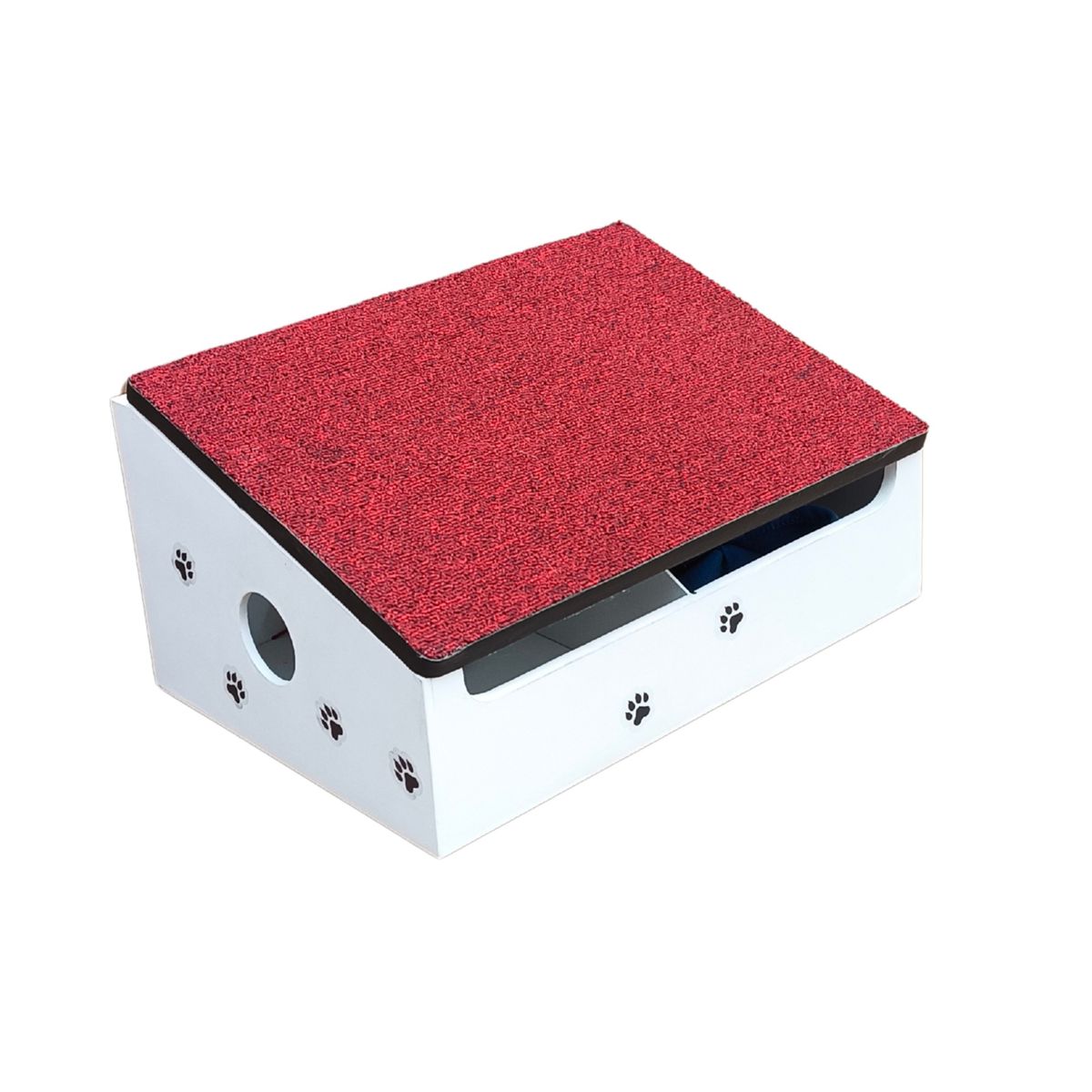 ADEQUAR - Rascador y Organizador para Gatos Blanco- Rojo Tomate