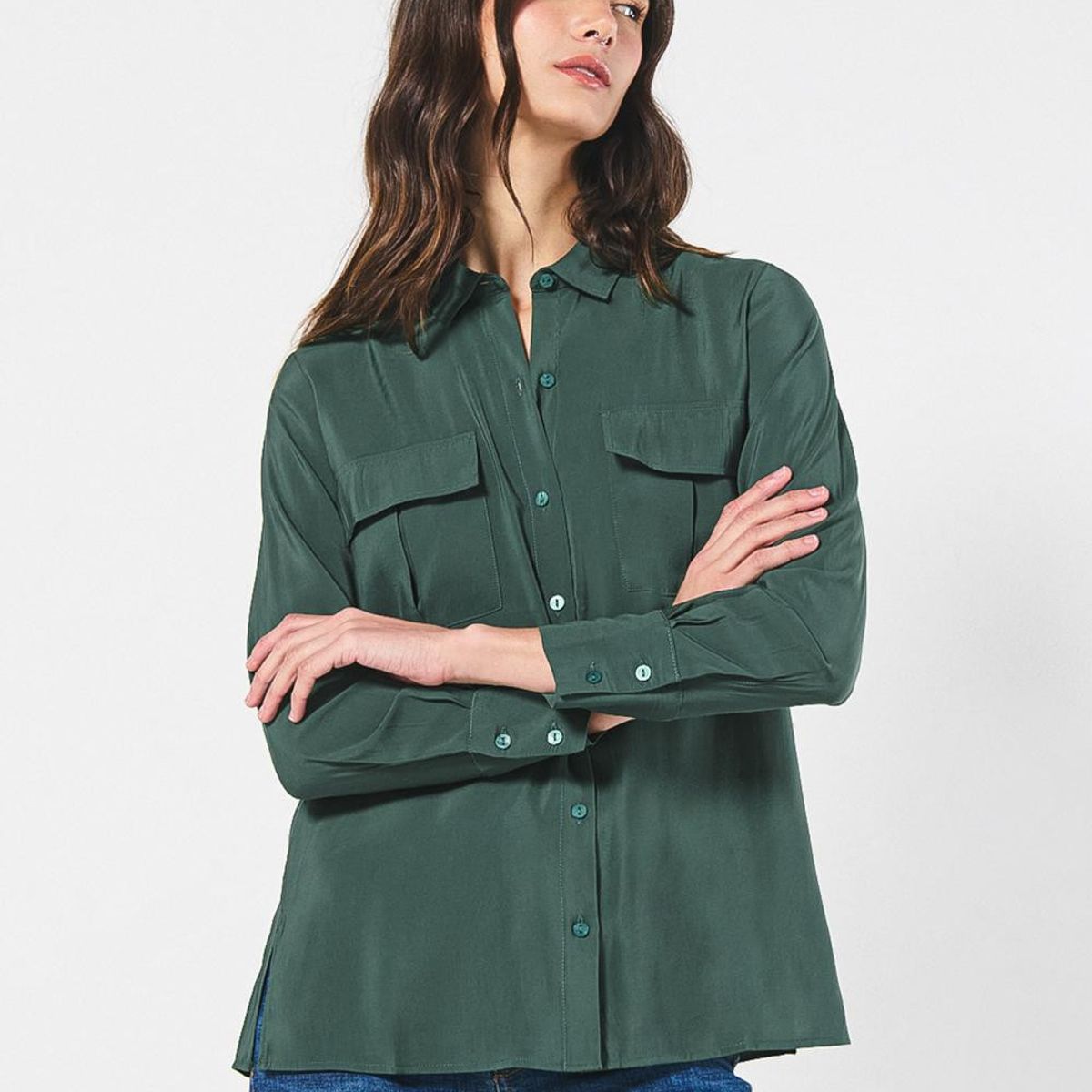 KOAJ - KOAJ BLUSA CUELLO CAMISERO MANGA LARGA  Y  BOLSILLOS Mujer