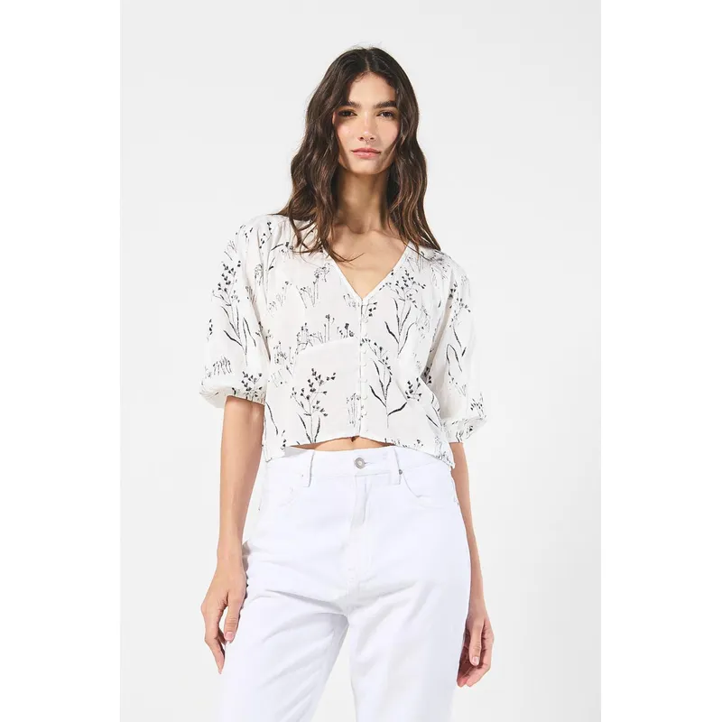 KOAJ - KOAJ BLUSA EN ALGODON RAYONESTAMPADO ESCOTE V MANGA AGLOBA Mujer