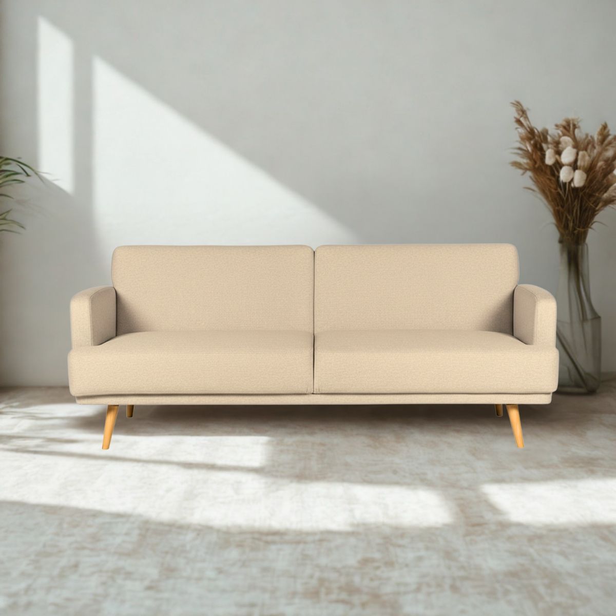 GENERICO - Sofá Cama Reclinable beige Italy – Moderno Multifuncional 3 puestos