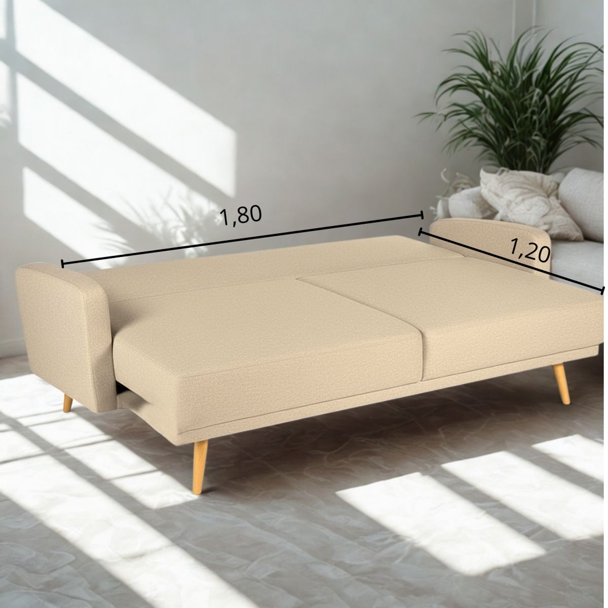 GENERICO - Sofá Cama Reclinable beige Italy – Moderno Multifuncional 3 puestos