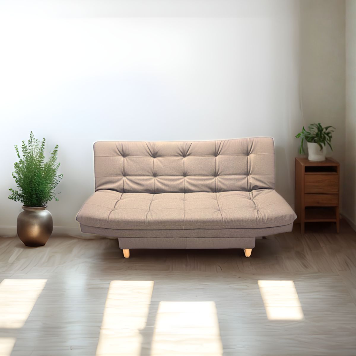 GENERICO - Sofá Cama Reclinable Beige Click Clack Multifuncional 3 puestos