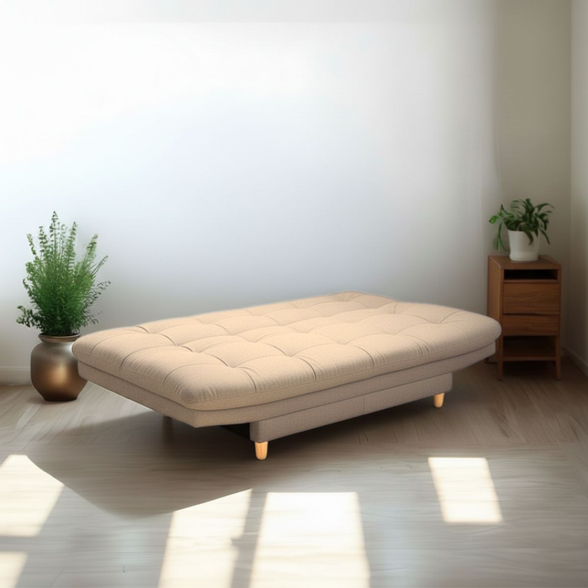 GENERICO - Sofá Cama Reclinable Beige Click Clack Multifuncional 3 puestos